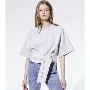 IRO $225 Oakwood Sweatshirt Cloudy White Grey Sz XS Tie Trendy Bloggers Favorite